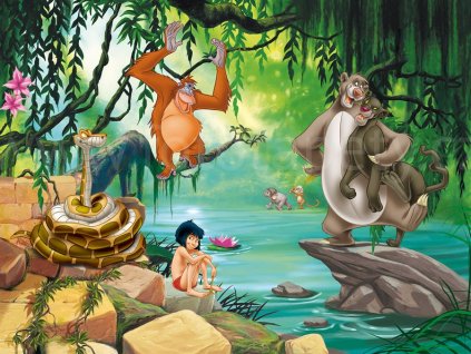 Čtyřdílná dětská Disney fototapeta Kniha džunglí FTDN xxl 5045, 360x270cm